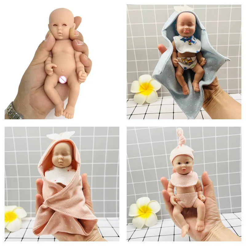 6'' Boy and Girl Micro Preemie Full Body Silicone Baby Doll with Clothes Lifelike Mini Reborn Doll Birthday Christmas Kids Gift