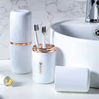 luxury travel portable toothbrush storage box household simple solid colorseparate type gold plated mouthwash cup sets