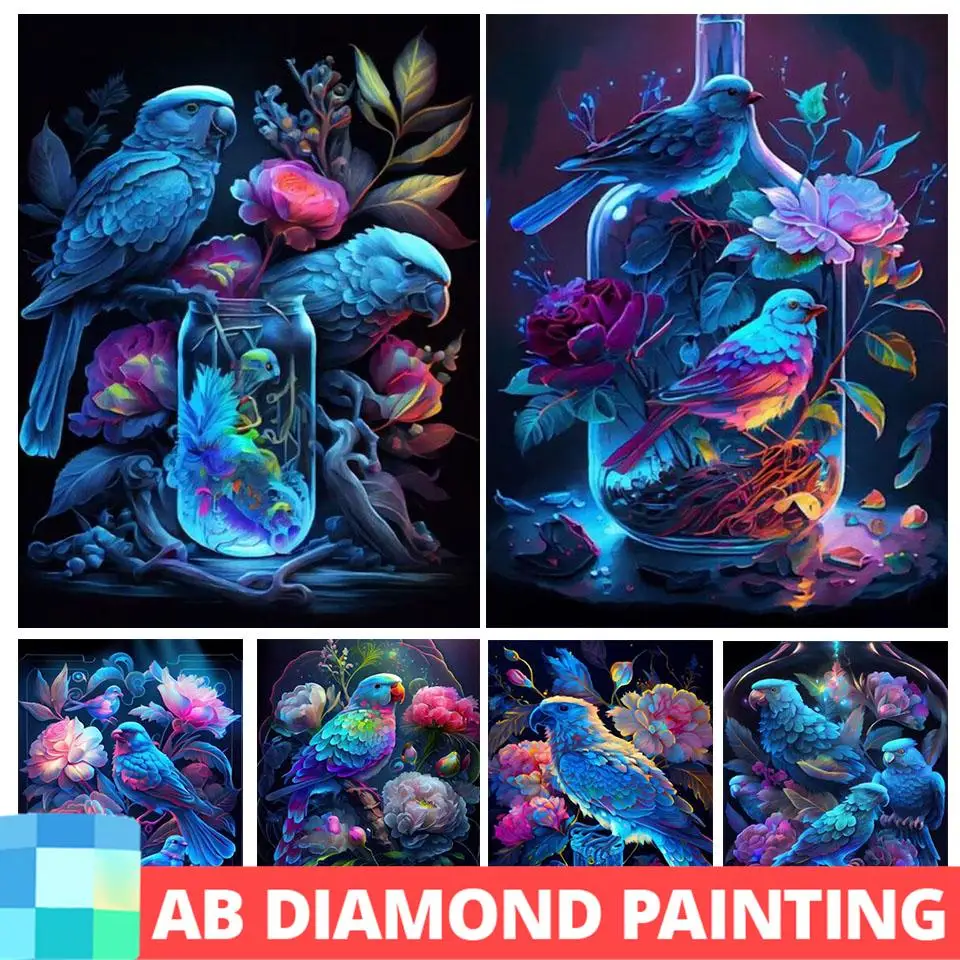 

AB Drill 5D алмазная живопись Голубой попугай полная квадратная картина Алмазная мозаика картина цветочные картины Алмазная вышивка домашний декор