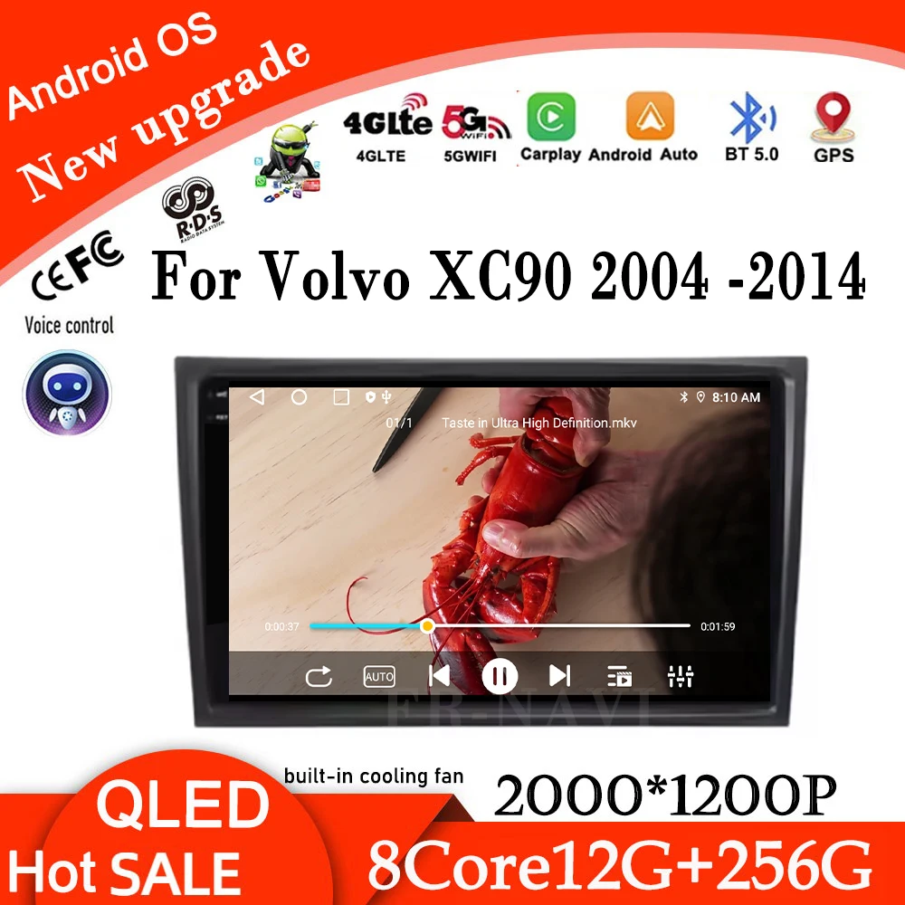 9 дюймов для Volvo XC90 2004-2014 Android 14 WiFi Автомобильный видео Мультимедийный плеер