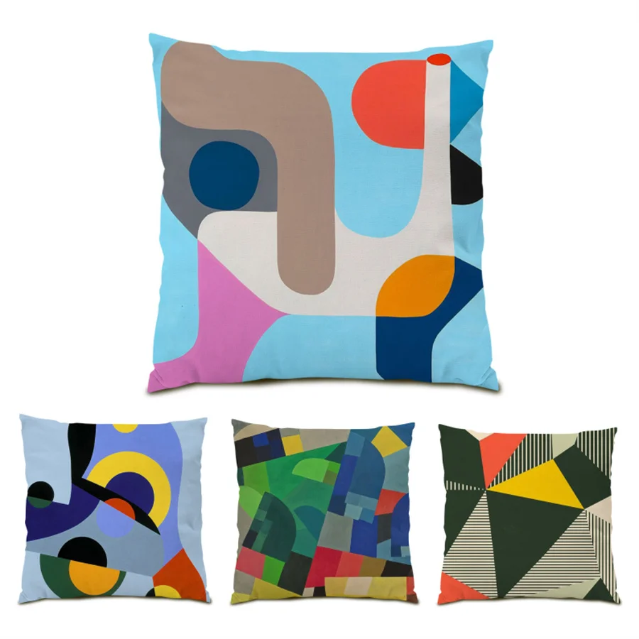 

Ultra Soft Velvet Home Decoration Polyester Linen Pillow Covers Decorative Cushion Textiles Color Block Pattern Pillowcase E0379