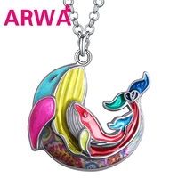arwa mothers day enamel alloy cute ocean whale fish necklace pendant gifts fashion jewelry for women girls teens accessories