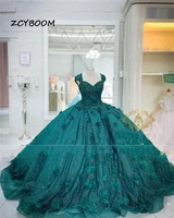 2022 green quinceanera dresses elegent lace puffy appliques beading sequin sparkly sweetheart flowers party ball gown dress