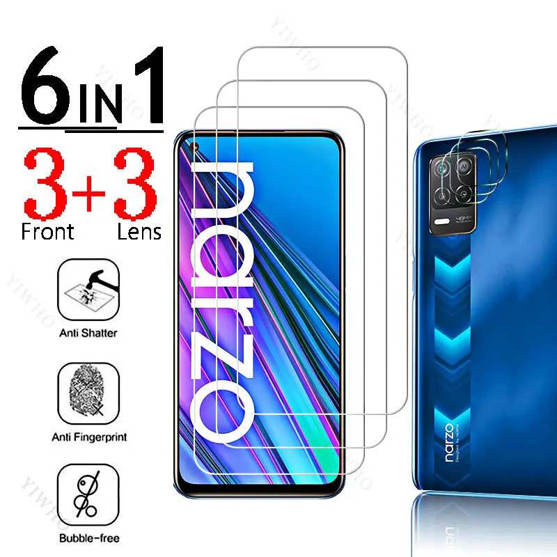 Стекло с полным покрытием для Realme Narzo 30 5G, разблокировка отпечатком пальца для Realme Narzo30 6,5 дюйма, защита экрана, защитный стальной объектив камеры