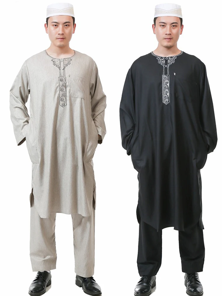 Bangladesh Arabic Thobe 2 Pieces Set Muslim Men Pakistan Islamic Clothing Man Arabic Qamis Kaftan Hombre Djellaba Homme Kurta