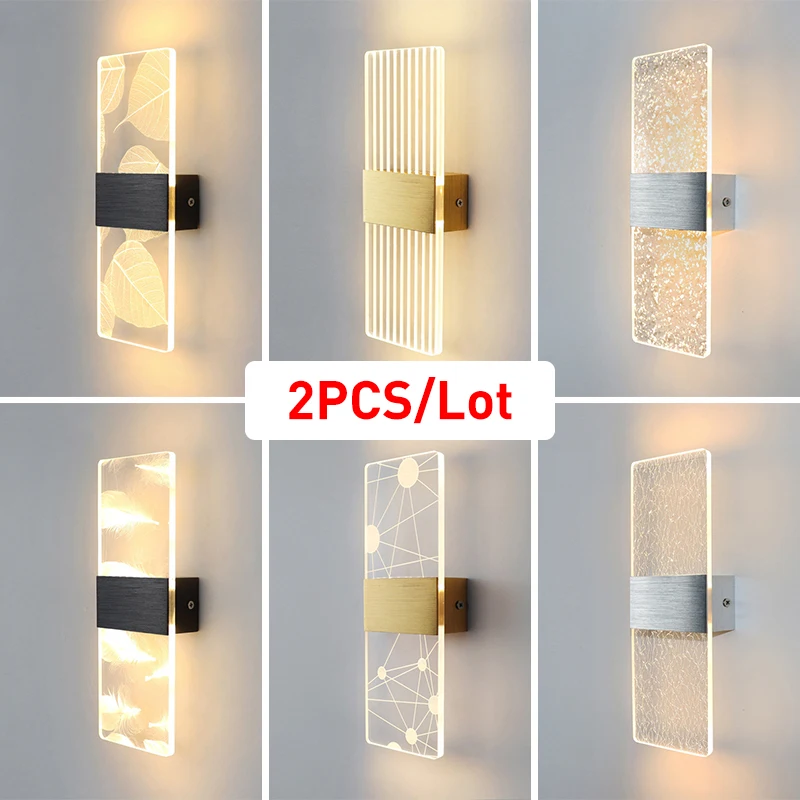 2PC/Lot Acrylic LED Wall Lamp 6W Balcony Aisle Bedside Light Modern Nordic Indoor Sconce Lamp AC85-265V For Living Room Bedroom
