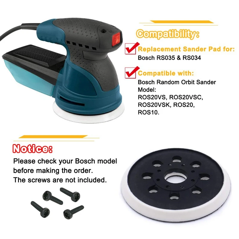 5-дюймовая сменная шлифовальная машина с 8 отверстиями на липучке подложка для