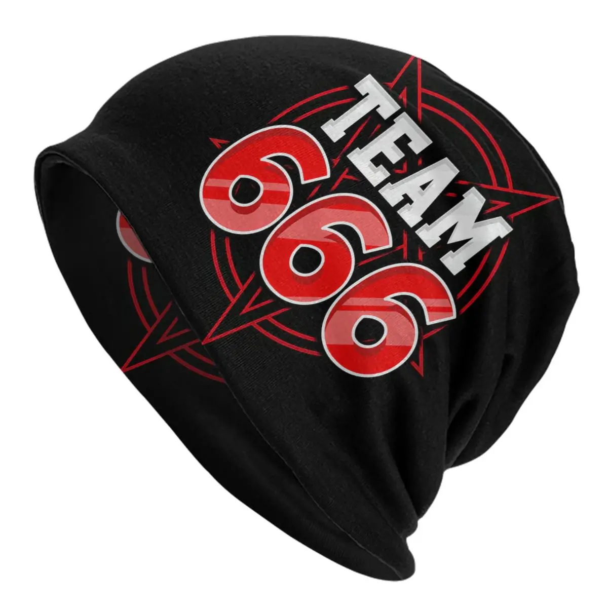 Team 666 I Satanic Pentagram I Black Death Metal Graphic Adult Men's Women's Knit Hat Keep warm winter Funny knitted hat