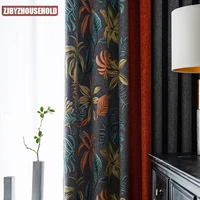 2022 american blackout curtains for living room thick chenille curtain with jacquard leaves drapes window treatment decor