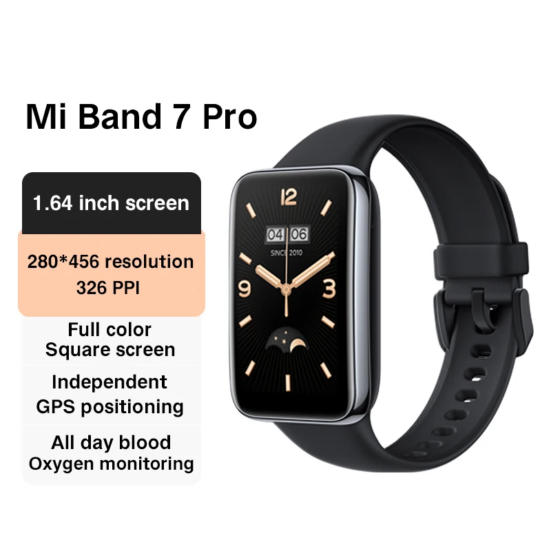 

Смарт-браслет Xiaomied Mi Band 7 Pro, водонепроницаемый фитнес-трекер с AMOLED экраном, GPS, оксиметром в крови, Xiaomied Smart Band 7 Pro