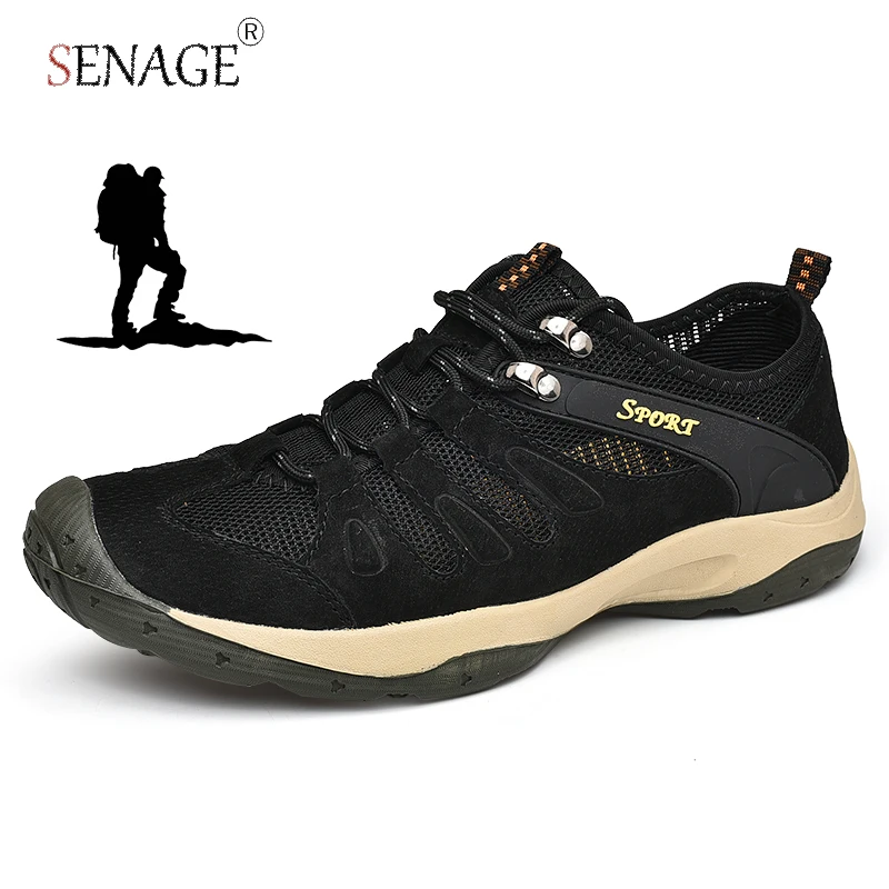 

JIEMIAO New Mesh Breathable Outdoor Men Hiking Shoes Non-slip Mountain Climbing Sport Shoes High Quality Outdoor Trekking Shoes