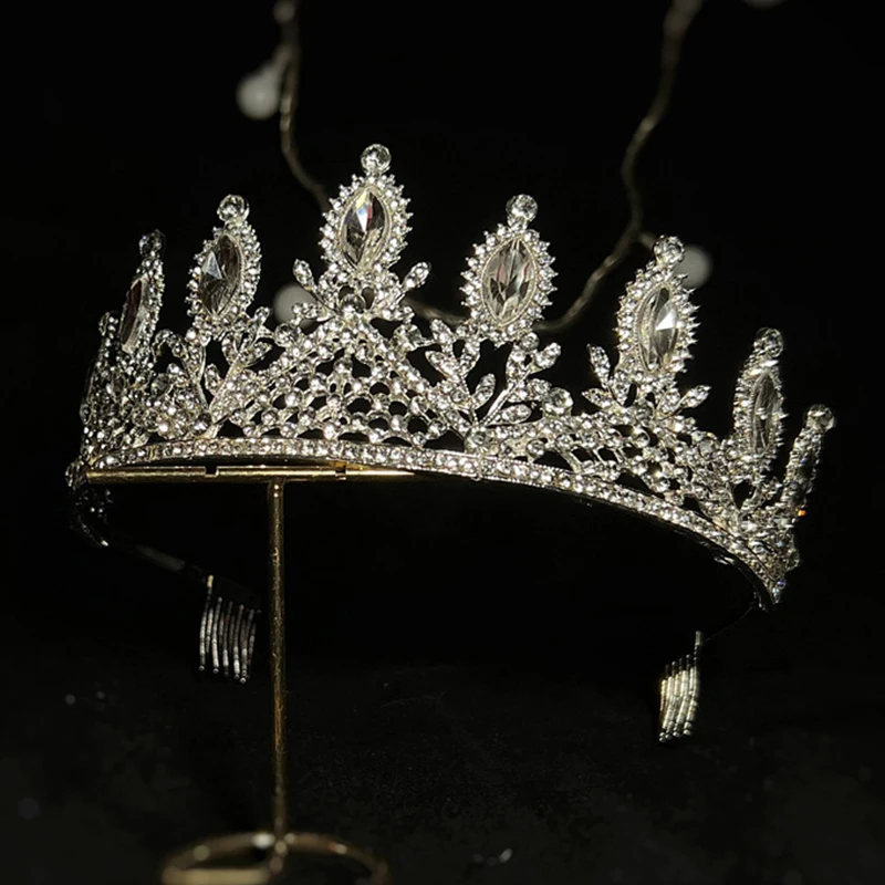 

Princess Crystal Tiara Crown Headband Luxury Bridal Crown Wedding Headband for Bride Hair Accessories Headdresses Queen Crown
