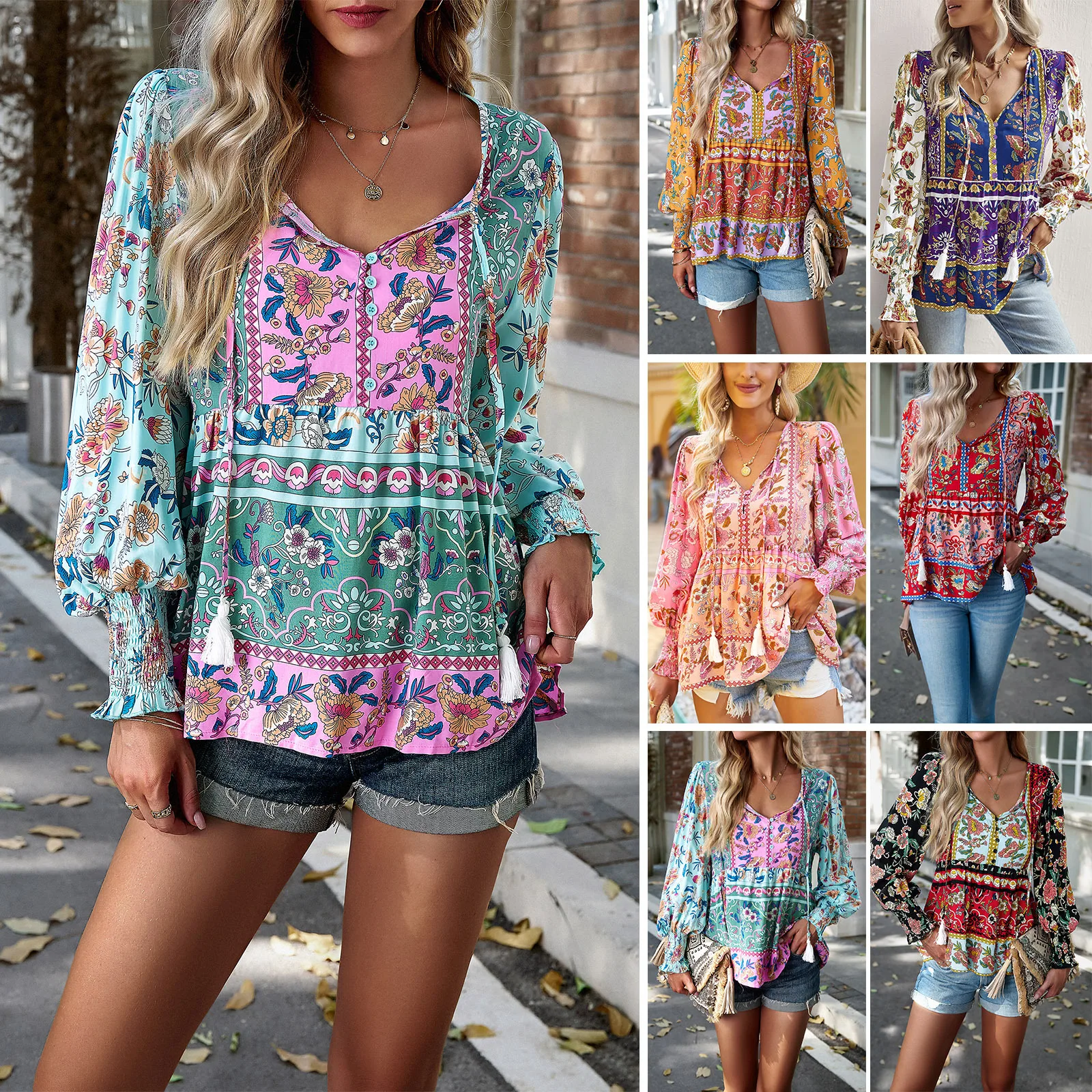 

New Fashion Boho Shirt Women's Bohemian Clothes Female Tops Free Shipping