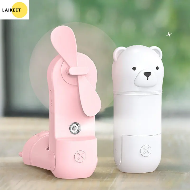 

1200mAh Portable Fold Fan with Mist Mini Handheld Stand Cooling Desk Fan USB Charging Small Pocket Outdoor Spray Fan for Camping