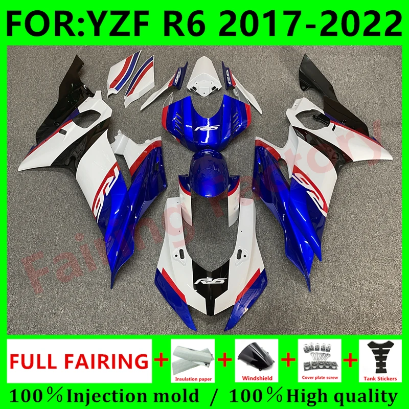 

NEW ABS Motorcycle full Fairing Kit fit For YZF R6 2017 2018 YFZ-R6 2019 2020 2021 2022 Bodywork Fairings kits set blue white