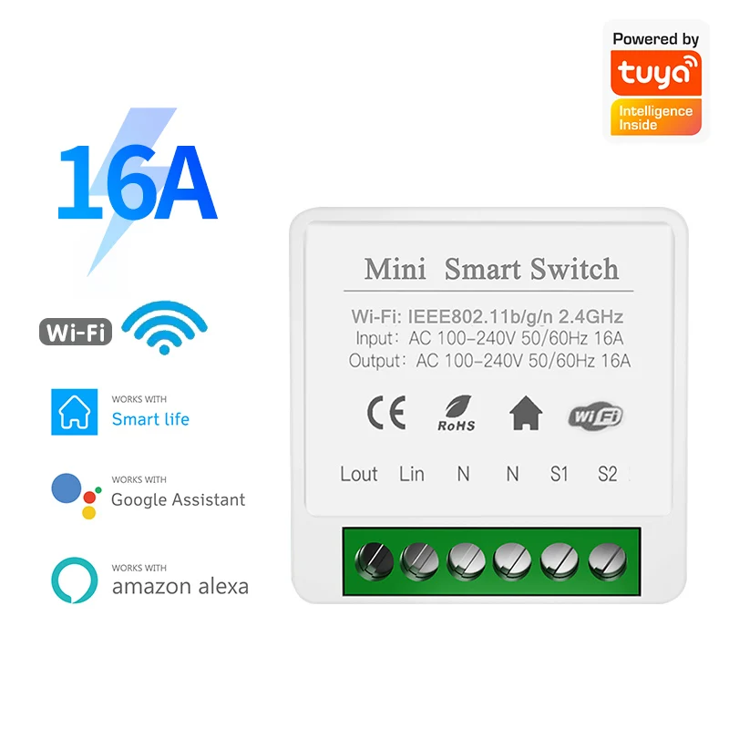 

Умный выключатель с таймером и поддержкой Wi-Fi, 16 А
