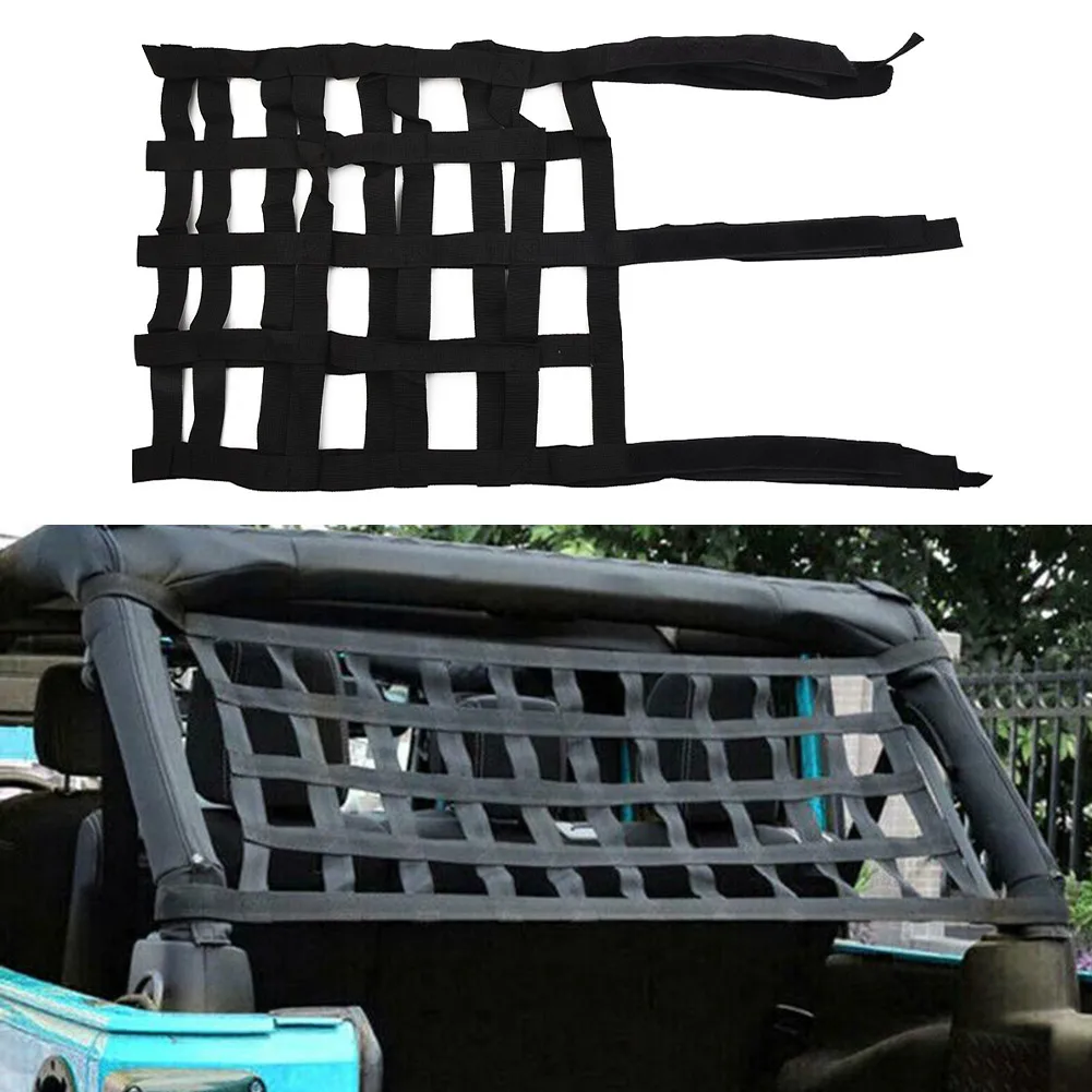 

1pc Roof Network Breathable Soft Nylon Mesh Car Multifunction Roof Net Cargo Storage Grid For Jeep Wrangler TJ JK JL Tidying
