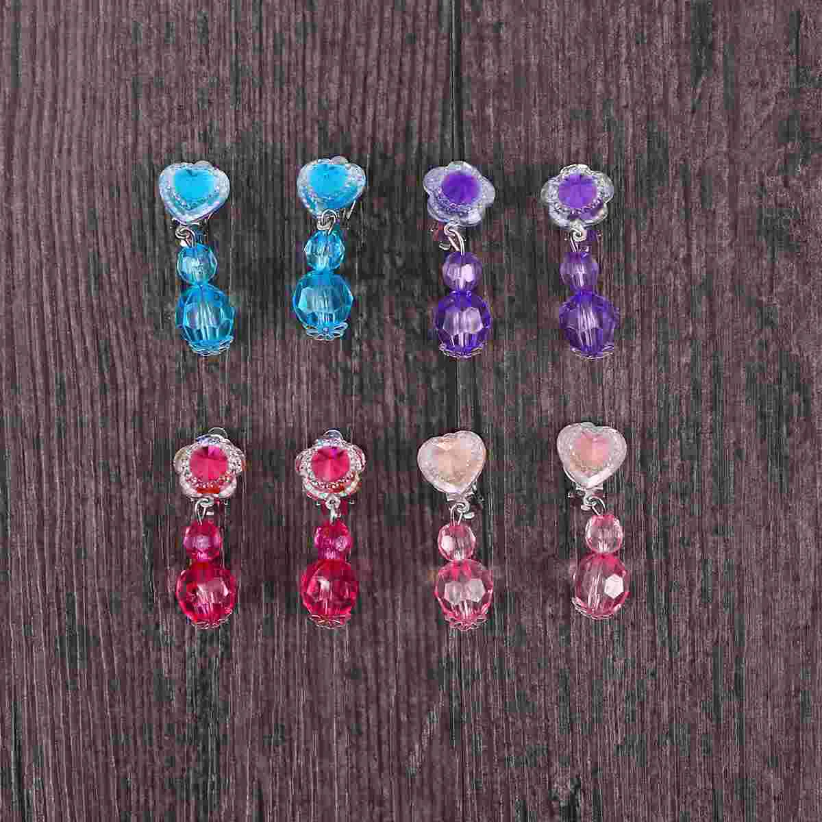 

Earrings Clipfor Girls Dangle Earring Drop Kids Acrylic Trays Pendant Gift Set