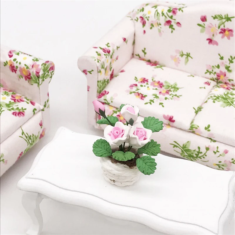 

1:12 миниатюрные горшечные цветы для кукольного домика, DIY Имитация горшечных цветов и растений, кукольный домик, мебель, аксессуары для домаш...