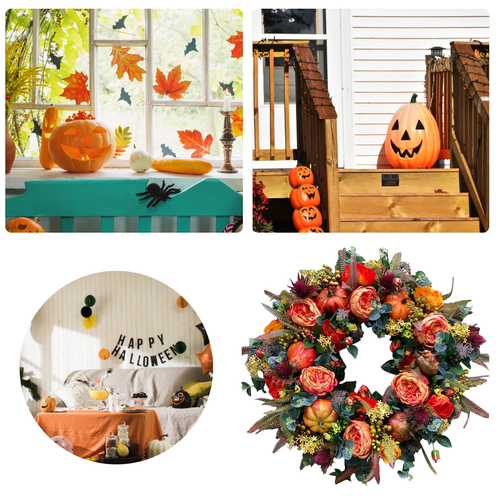 

Пластиковые подвесные гирлянды для дверей, искусственные пионы, венок с тыквой, Осенние украшения для дома, подвесные украшения