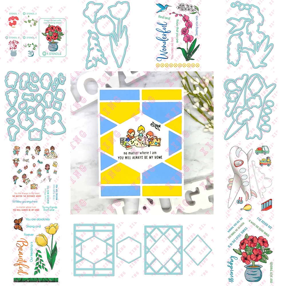 

Tulip Orchid No Matter the Distance Plane Fun Pocket Pals Potted Hibiscus Diamonds Hexagons A2 Coverplate Cut Dies Stamps Stenci
