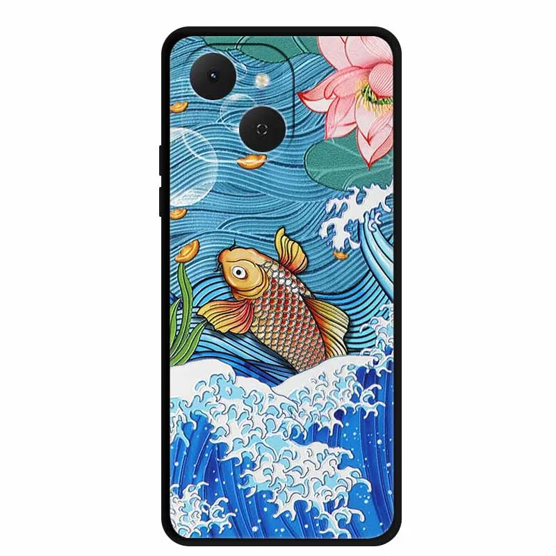 Фото Чехол для телефона Tecno Spark 40C POP 10 Pro 4G, черный, 3D-рельефный, с цветочным узором, мягкий силиконовый чехол-накладка, защитная задняя крышка №3