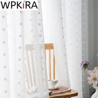 modern white lovely pom pom tulle curtain for living room girls bedroom solid color linen voile window treatment kitchen zh036h