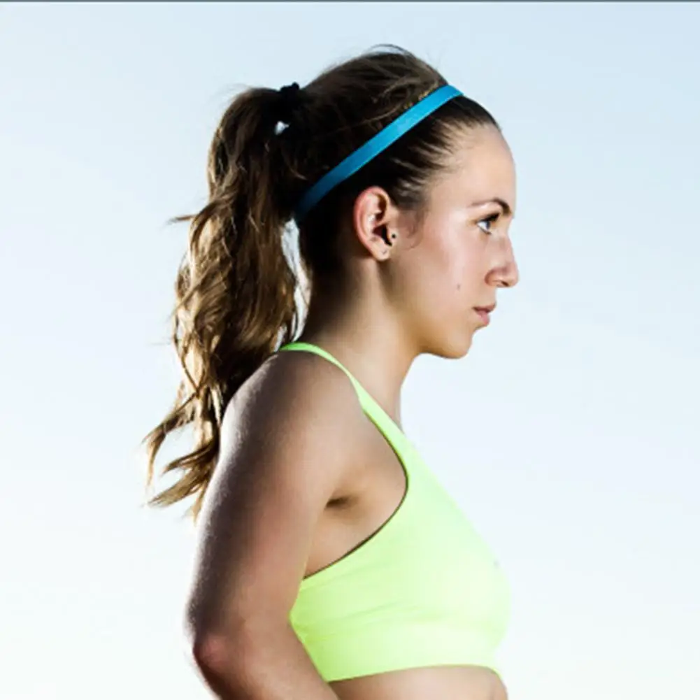 

Elastic Sweatbands Pure Anti-slip Football Sport Running Headband (Blue)