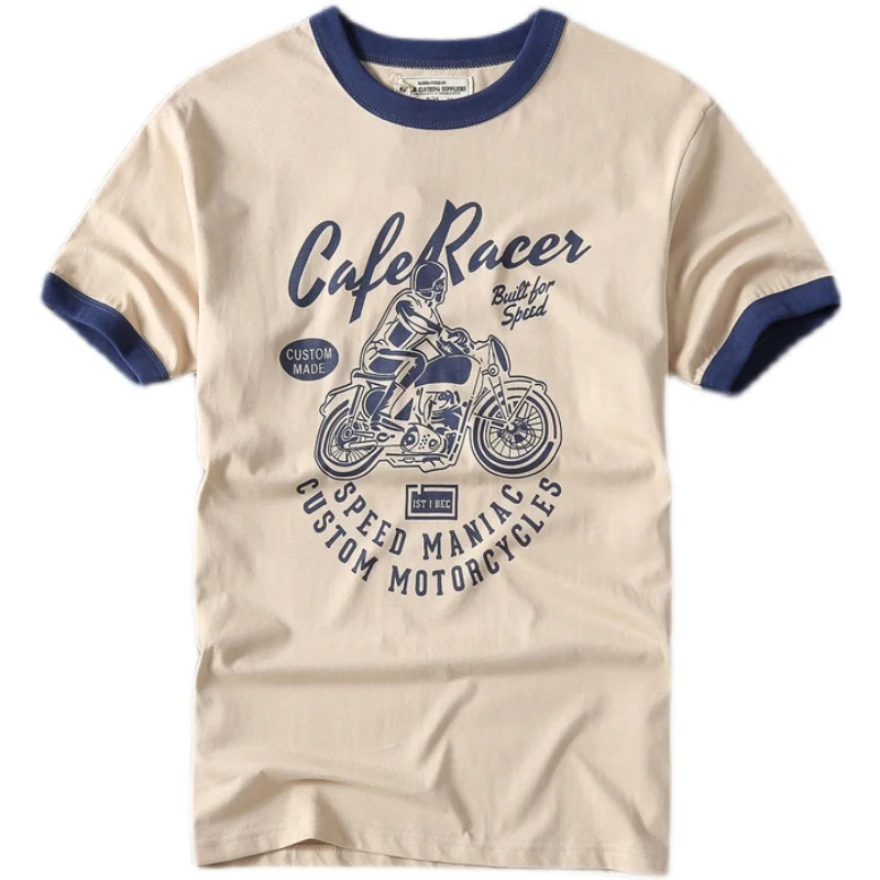 Летняя новая американская ретро футболка с коротким рукавом и круглым вырезом