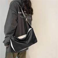 casual big shoppers bag vintage pu leathercanvas crossbody shoulder bags for women new wide shoulder bag korean messenger bag