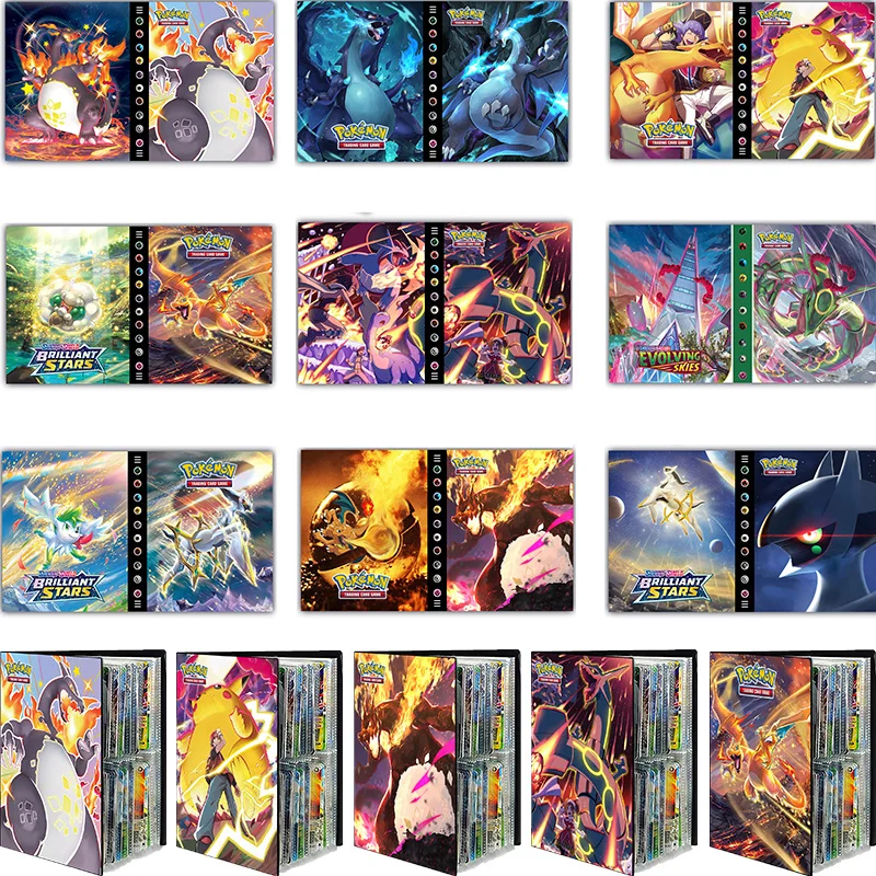 

240PCS Pokemon Cards Album Book Cartoon Anime Game Card VMAX Holder Collection Folder Characters Map Binder Top Loaded List Gift