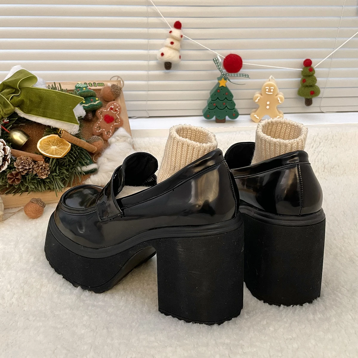 Chunky Mary Jane shoes New Lolita shoes Japanese JK uniform high heeled leather shoes university girls platform shoes Women shoe