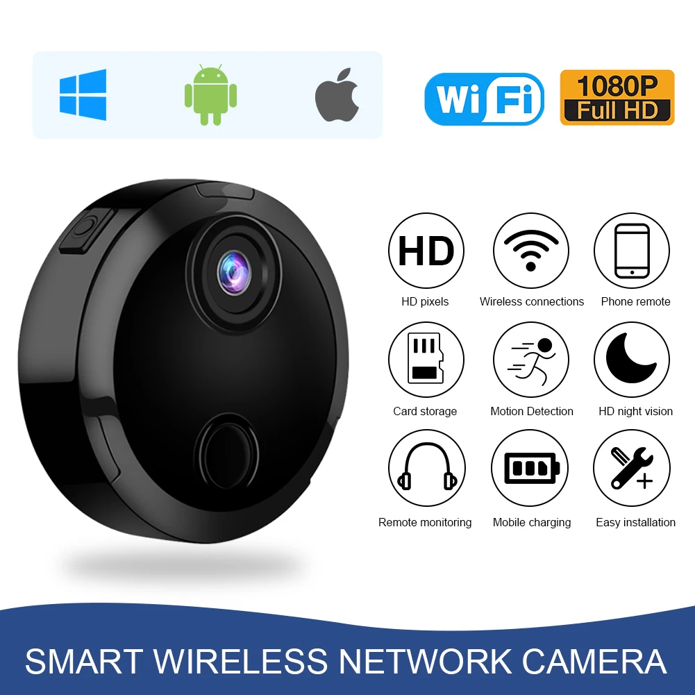 

1080P HD Wireless Mini IP Camera Night Vision Smart Home Security Surveillance Camera Wifi Remote Monitor With Motion Detection