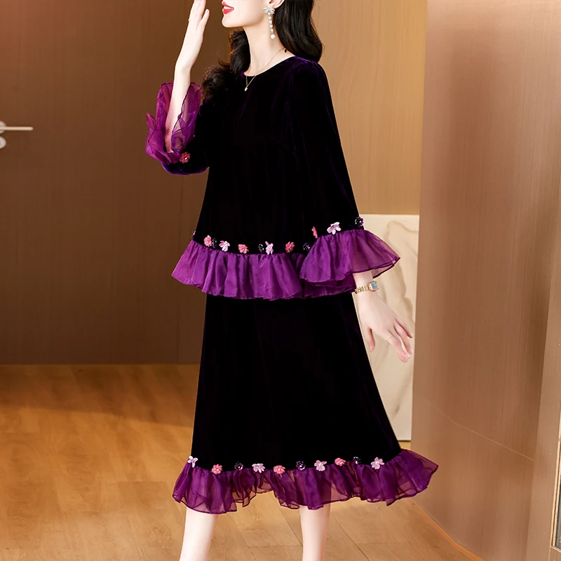 Осенний Черный бархатный топ с длинным рукавом + юбка длиной Hlaf комплект из двух