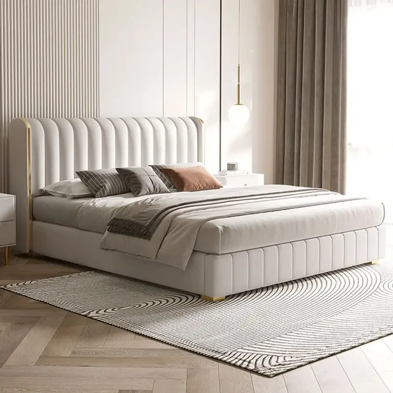 Для Lila Campoes Doppelbett индивидуelles weißes Stoffbett nordische moderne Stauraum-Hochbetten Schlafzimmer 180 x 200 см