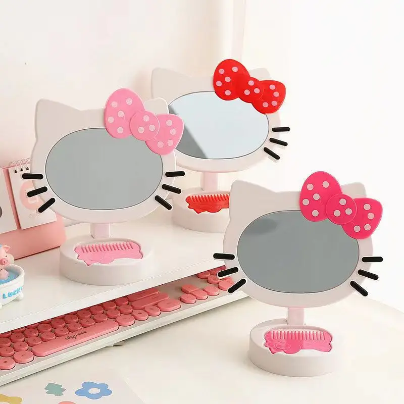 

Kawaii Sanrioed Anime Cartoon series HelloKitty cute Styling Rotatable Desktop Bedroom Cosmetic Mirror Boy girl Small gift