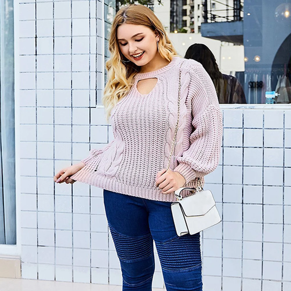 

Brand New Plus Size Women Sweater Soild Long Sleeve Knit Tops O Neck Loose Pullover Ladies Autumn Spring Soft And Comfortable