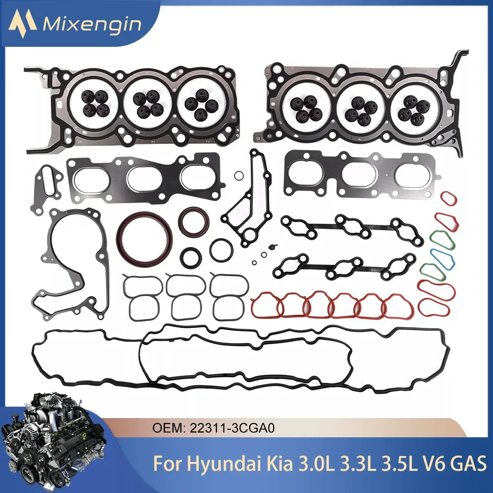 Для Hyundai Genesis Grand Santa Fe Grandeur Kia Cadenza Sedona 3.0L 3.3L 3.5L V6 GAS 06-20 Комплект прокладок головки