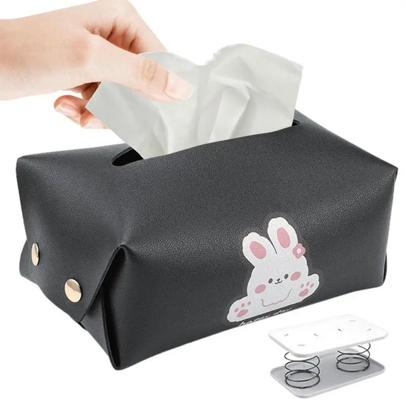 

Leather Tissue Box Holder PU Leather Tissue Case Cover Headrest Tissue Dispenser Universal Automotive Car Tissue Box With