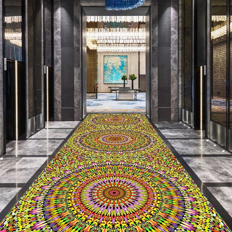 

Reese Lobby Carpet Living Room Bedroom Porch Rug Colorful Kaleidoscope Mandala Ethnic Trend Hallway Corridor Aisle Hall Entrance