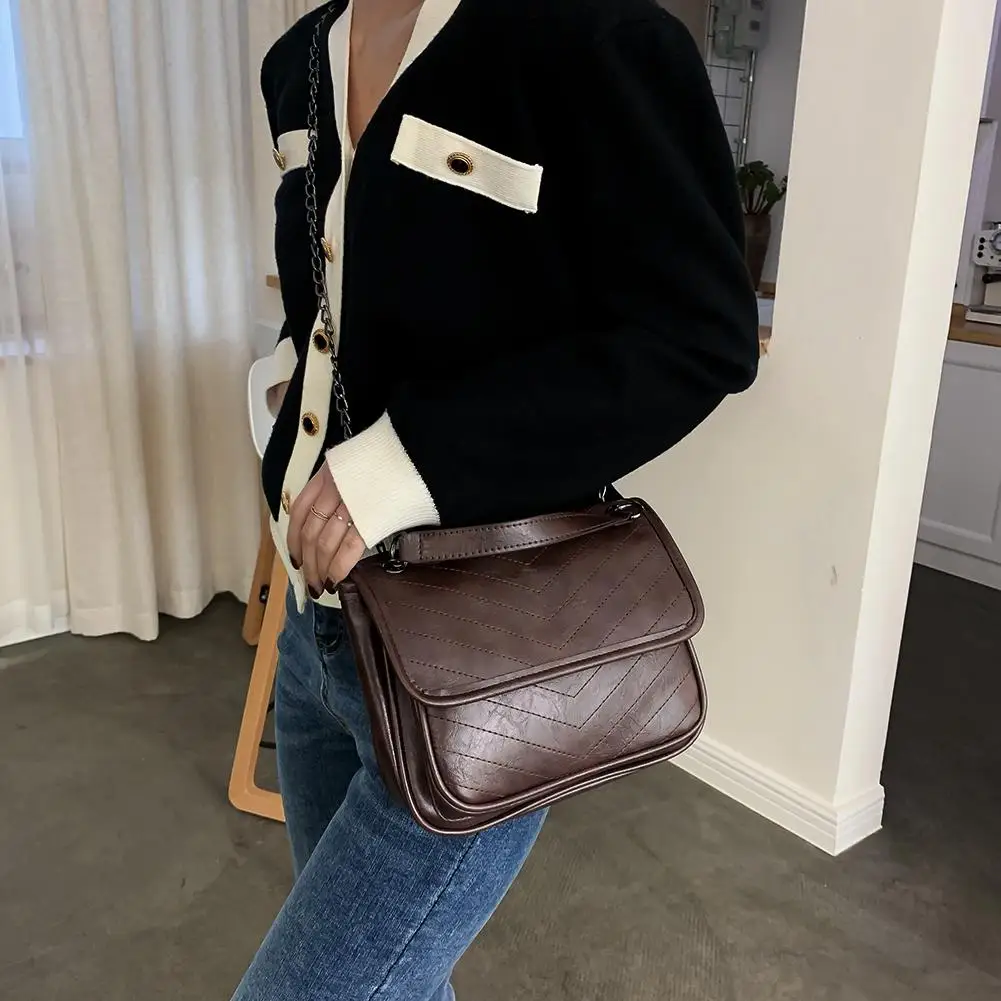 

Новая модная сумка, многофункциональная женская сумка через плечо, кожаная модная однотонная сумка-мессенджер через плечо с цепочкой