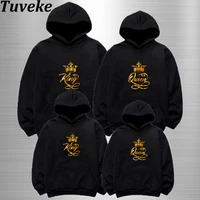 tuvekes latest king queen letter print a family of four sweater suits couples hoodies parent child sportswear hoodies