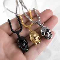 punk skull necklace vintage gold black hip hop gothic statement necklaces for men male exaggerated personality boho jewelry