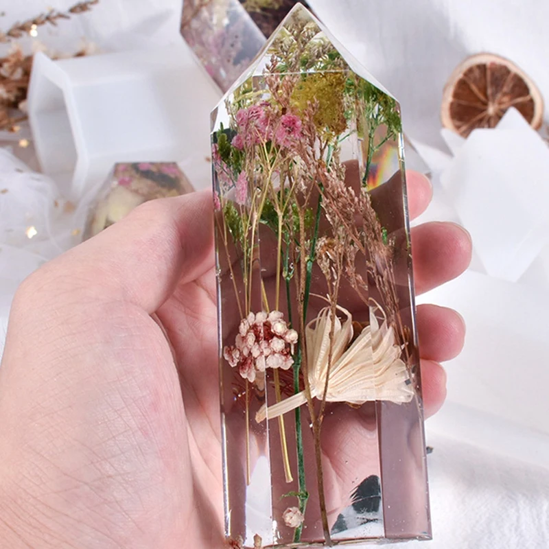 

Hexagonal Cone Silicone Mold DIY Crystal Epoxy Casting Mould Faux Quartz Healing Flowers Candle Making Home Decoration