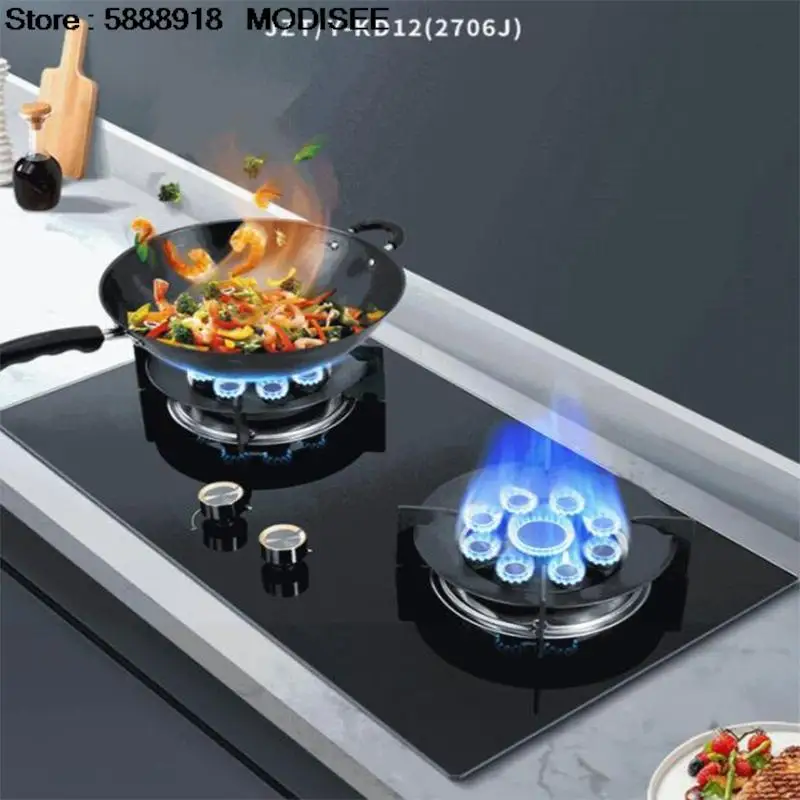 

Household Gas Stove Kitchen Embedded Frosted Tempered Glass Liquefied Gas Stove Cooker Fierce Fire Stove with 2 Burners