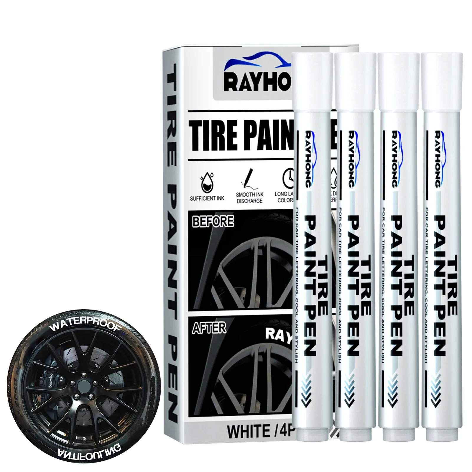 

Tire Paint Marker Pen Car Scratch Remove Pen White Tyre Marker For Car Tires Rubber Metal Water Based Ink Car Decoration