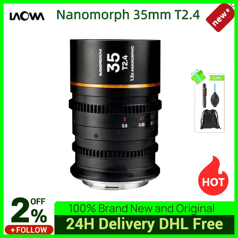 

Venus Optics Laowa Nanomorph 35 мм T2.4 1.5x S35 анаморфный объектив Янтарный Для Sony E Canon EF RF Fuji X Leica L MFT M43 Nikon Z
