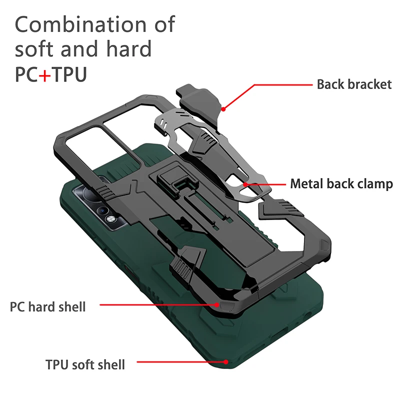 shockproof phone case for lnfinix hot 9 play 10 10s 11 11s nfc back clip stand protective cover for smart 4 5 6 note 11 7 lite free global shipping