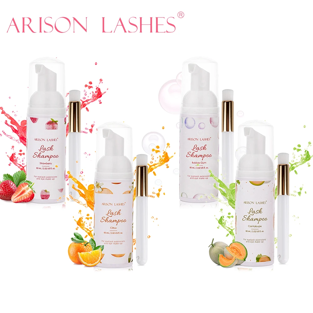 

ARISON 60ml Eyelash Cleanser Foam Shampoo Pump Press Lash Lift Eyelash Cleaner Foam Lash Shampoo No Stimulation Makeup Tools