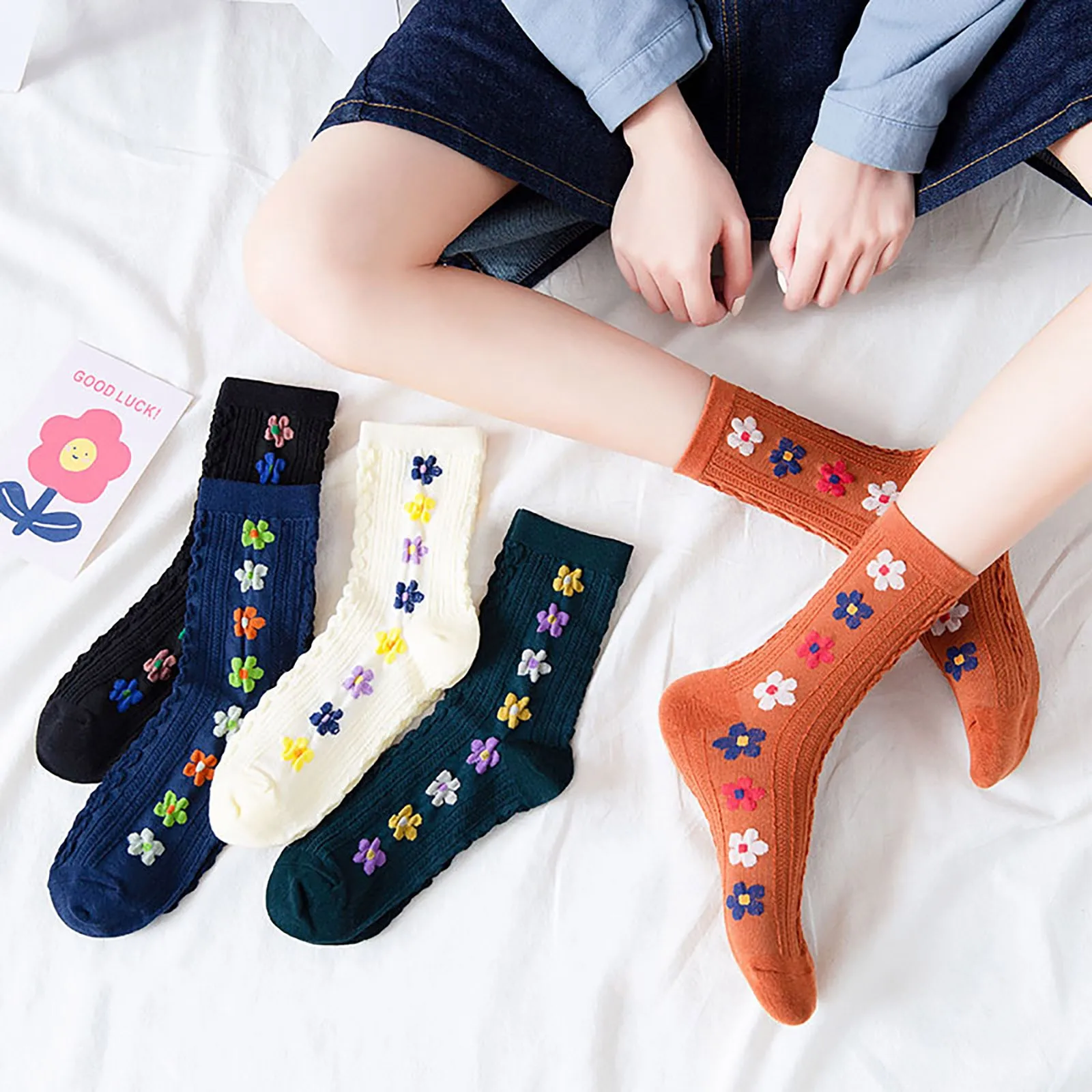 

Новые женские носки в Ретро этническом стиле с цветами, Повседневные Удобные женские Забавные милые весенне-осенние хлопковые носки для де...